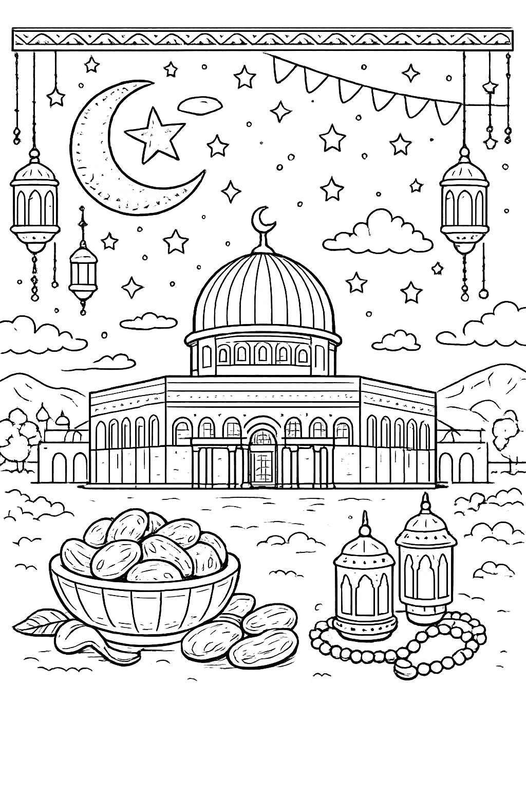 Ramadan coloring page line art
