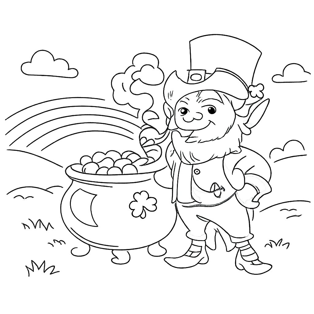 Dibujo para colorear leprechaun line art