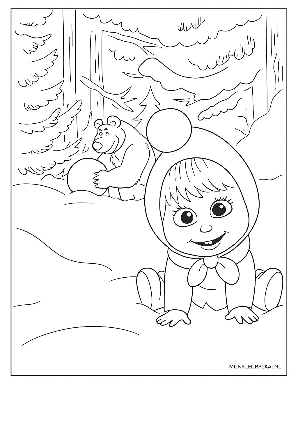 Masha En De Beer Variant 1 coloring page for children