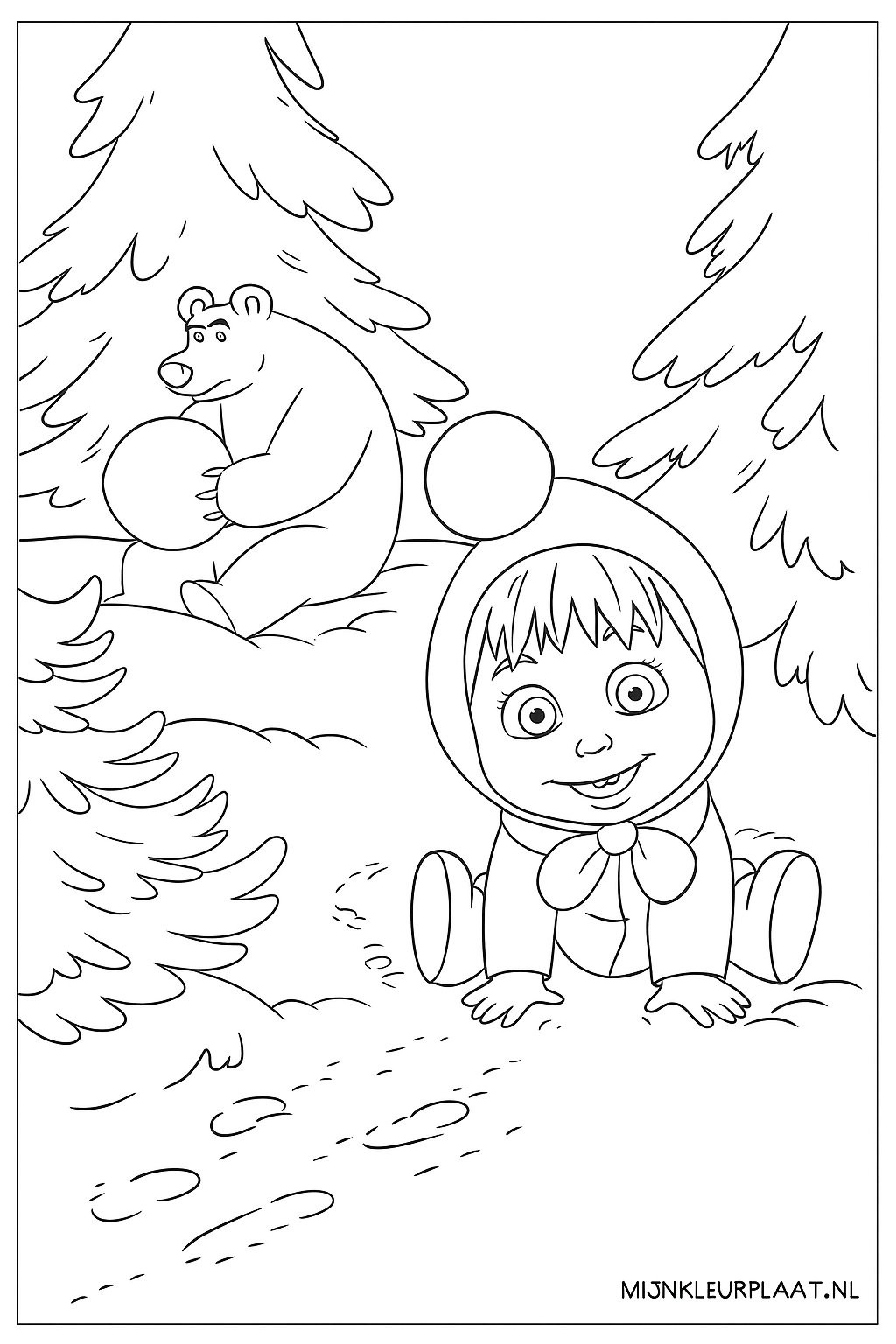 Masha En De Beer Variant 2 coloring page for children