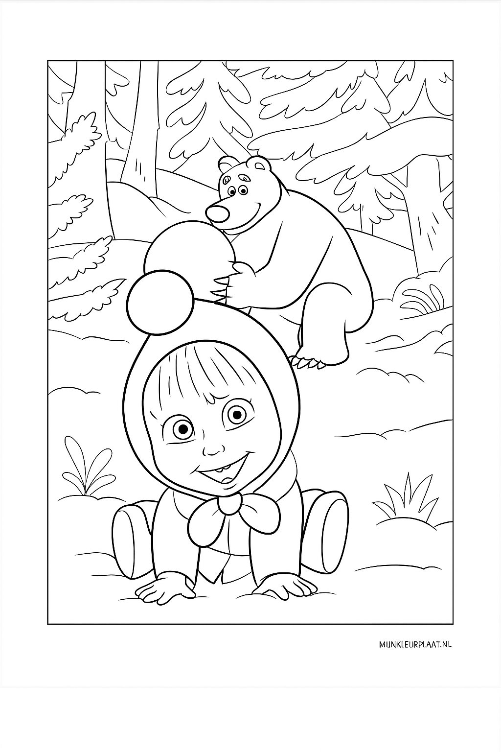 Masha En De Beer Variant 3 coloring page for children
