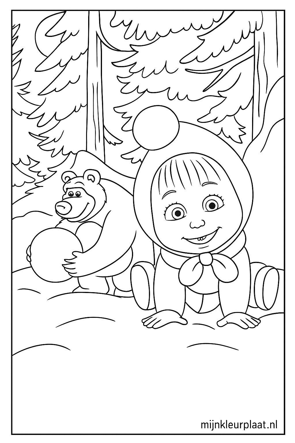 Masha En De Beer Variant 4 coloring page for children