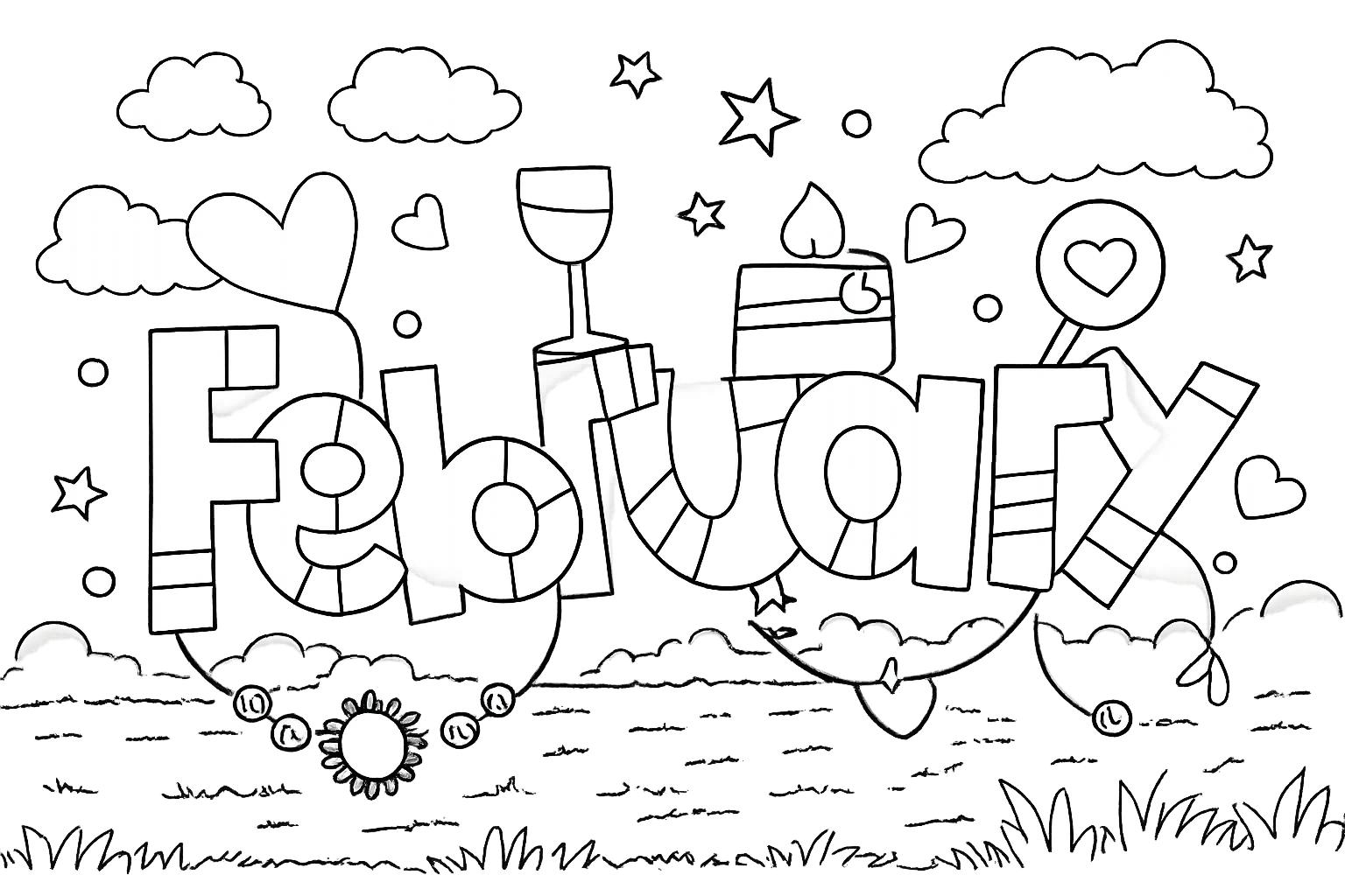 Coloriage Februari dessin au trait