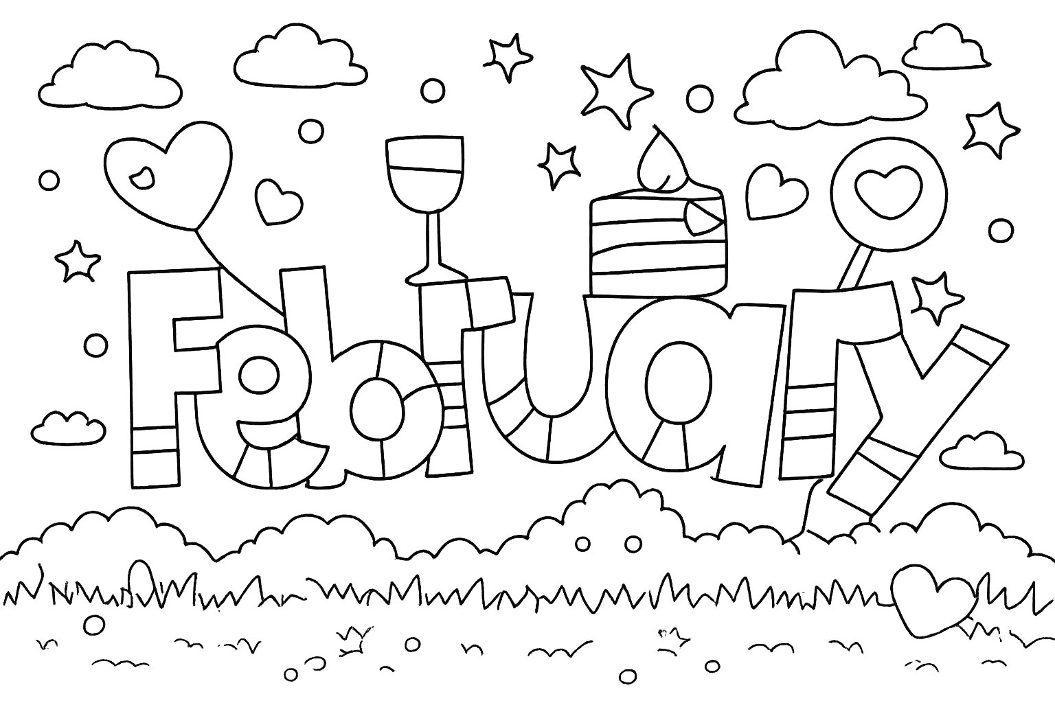 Coloriage Februari dessin au trait