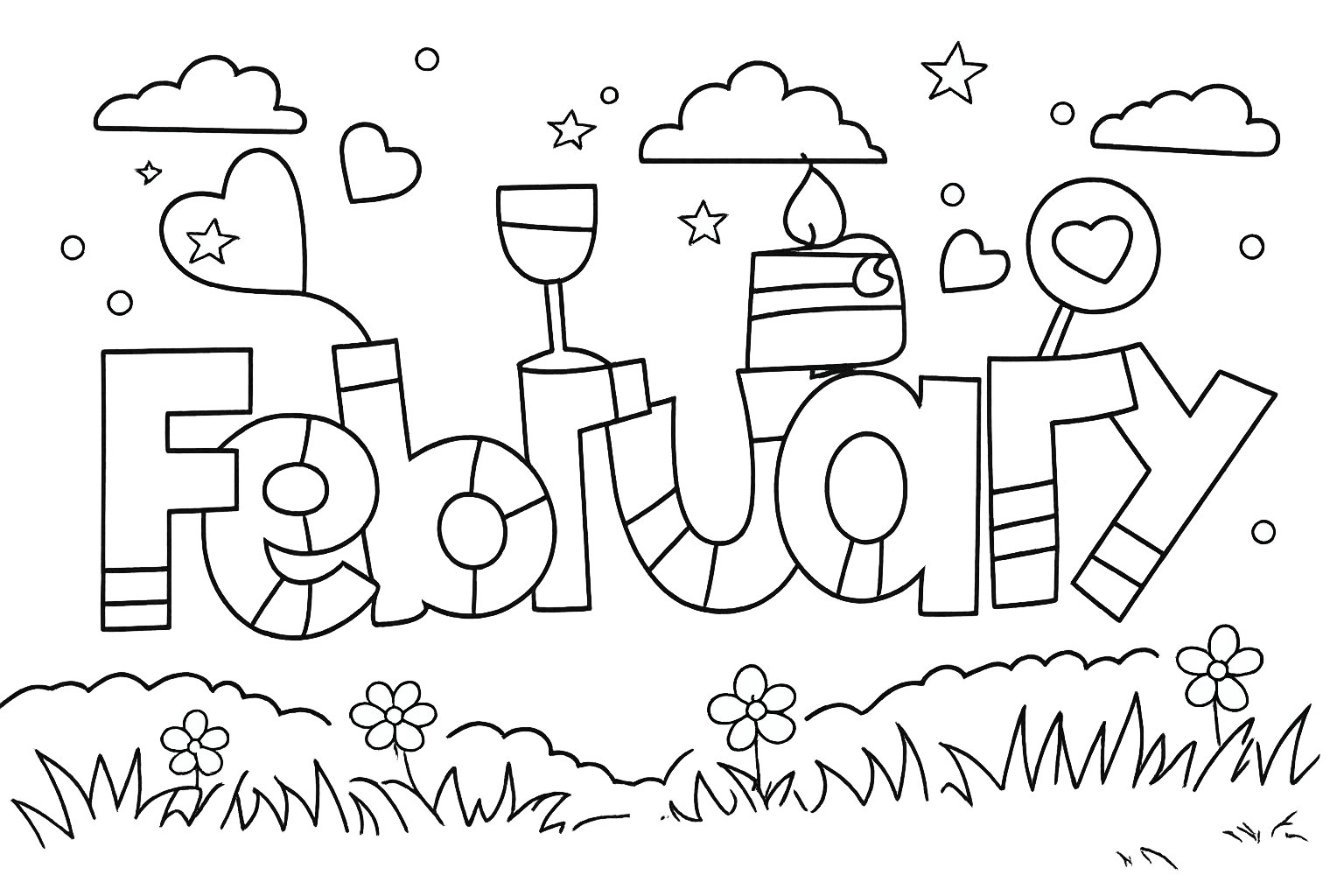 Coloriage Februari dessin au trait