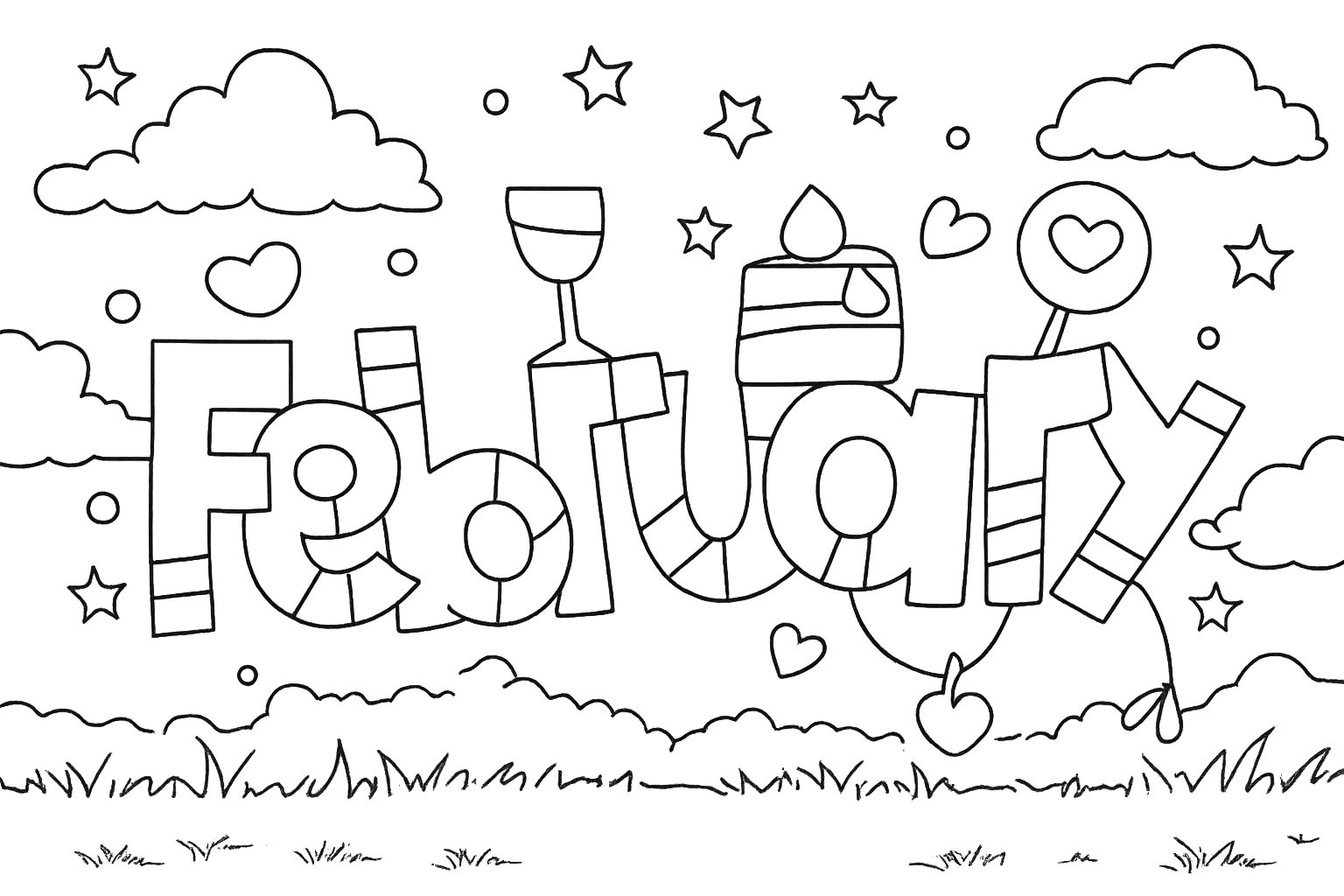 Coloriage Februari dessin au trait