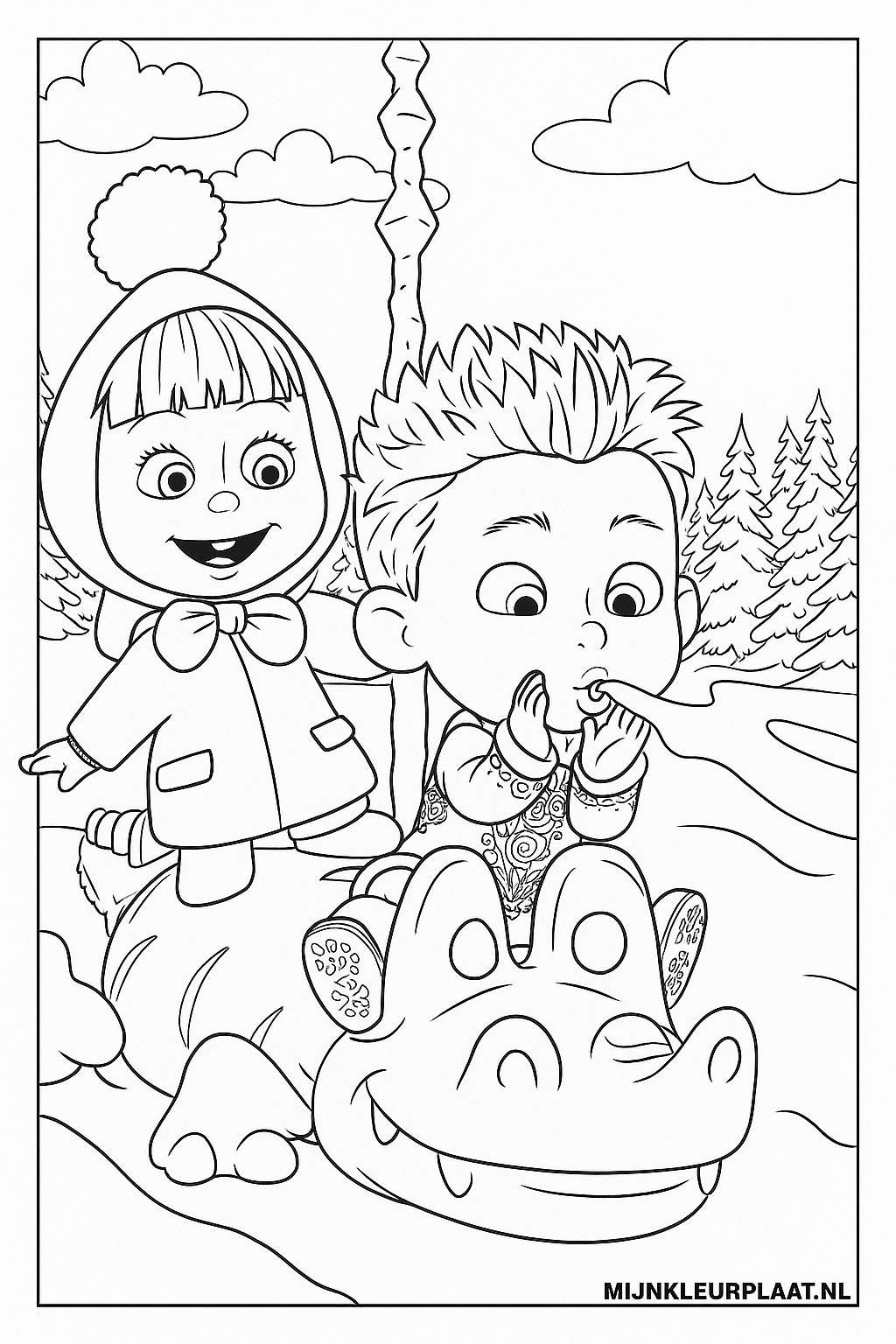 Masha En De Beer Variant 2 coloring page for children