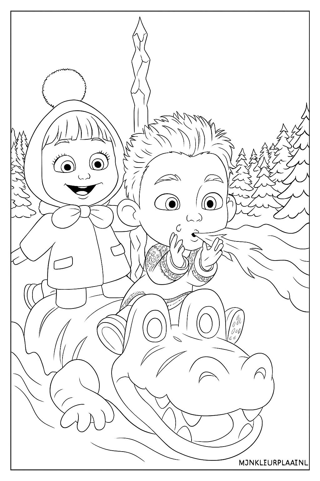 Masha En De Beer Variant 4 coloring page for children