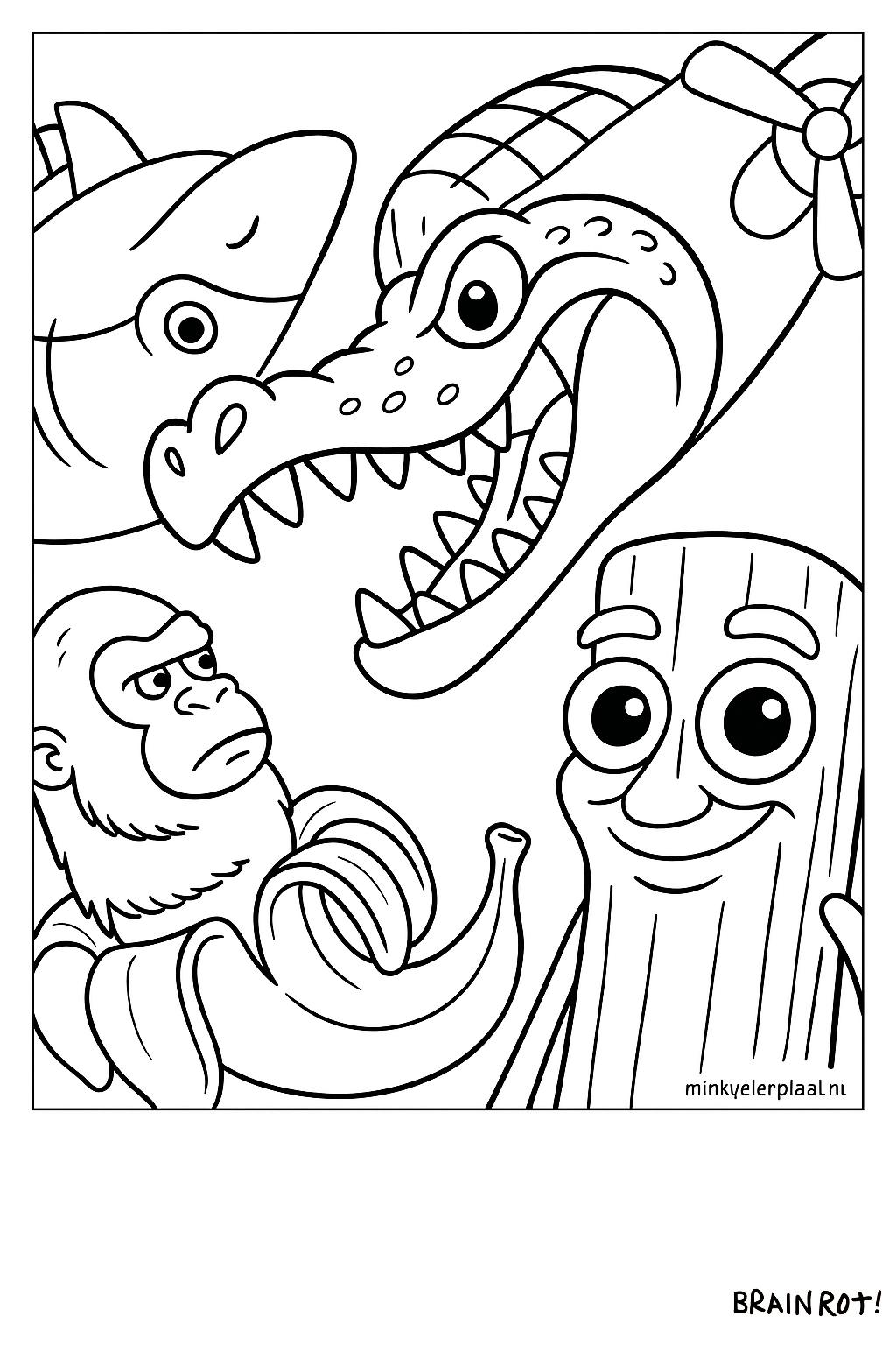 Brainrot Variant 4 coloring page for children