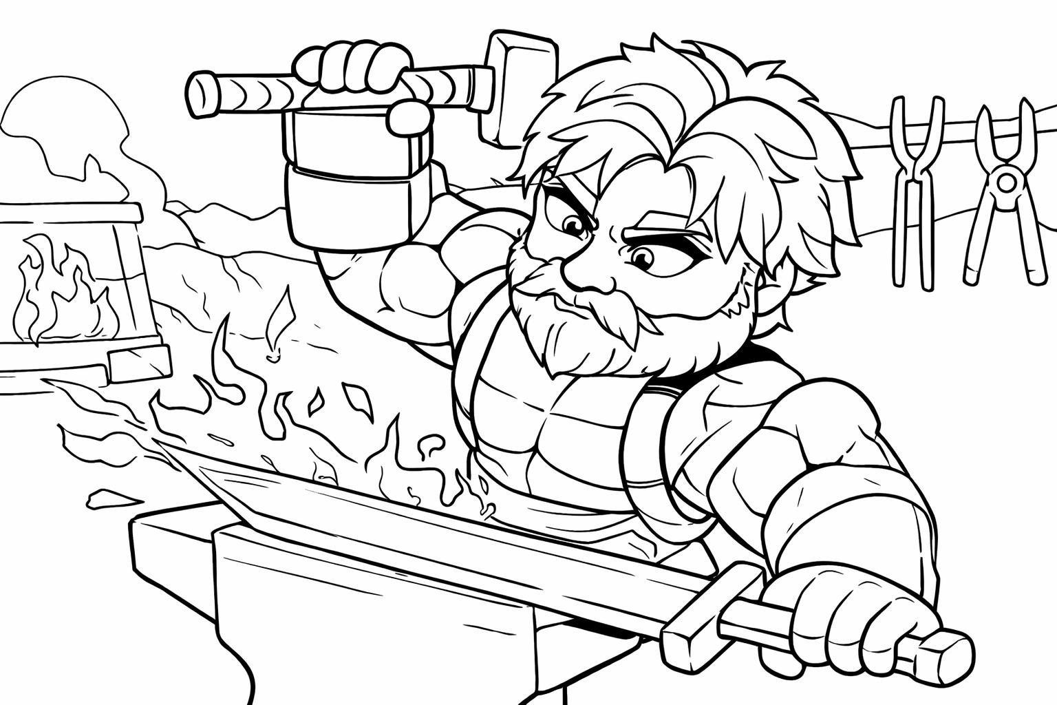 The Forge Roblox kleurplaat - zwart-wit lijntekening