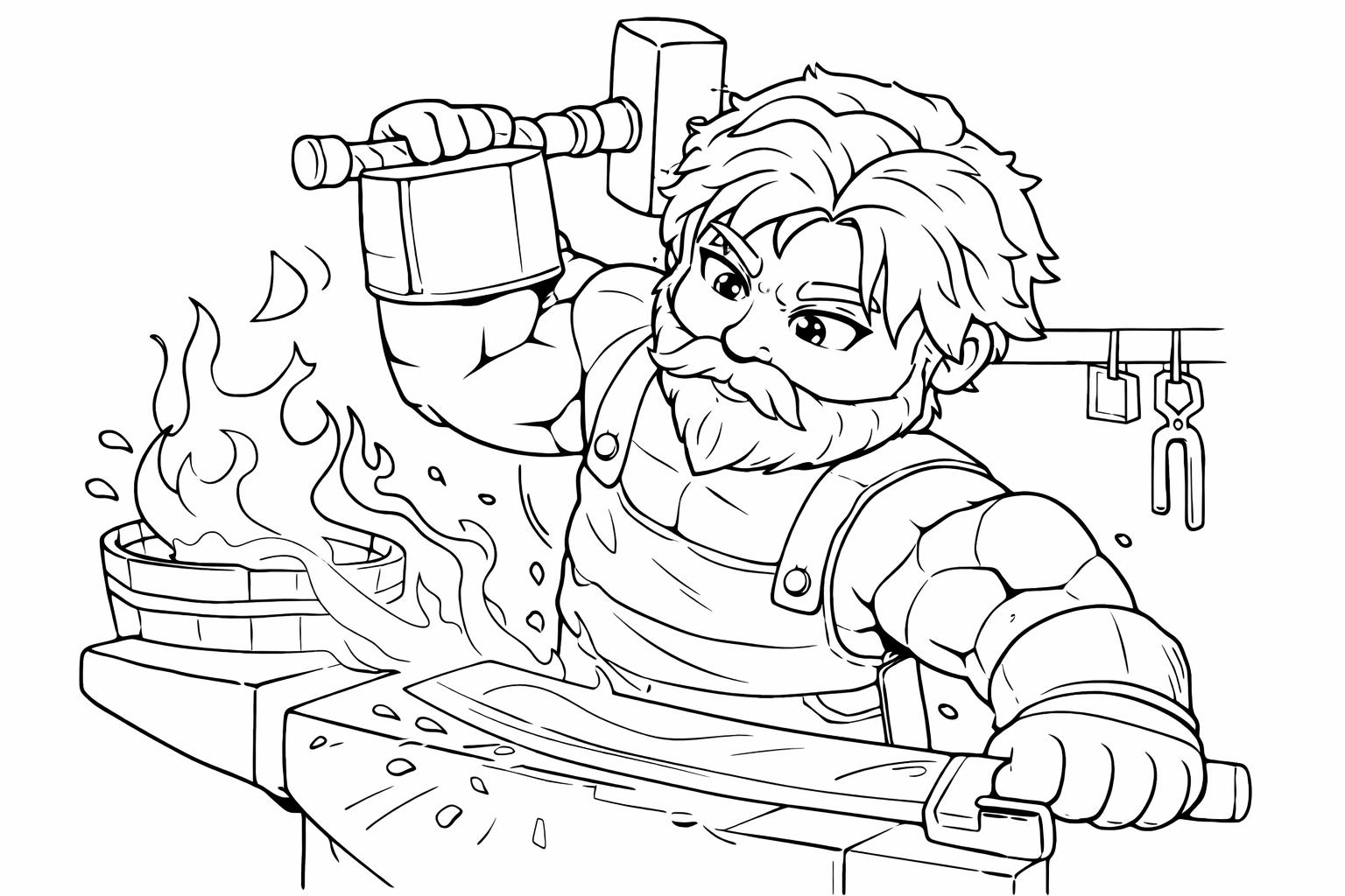 The Forge Roblox kleurplaat - zwart-wit lijntekening