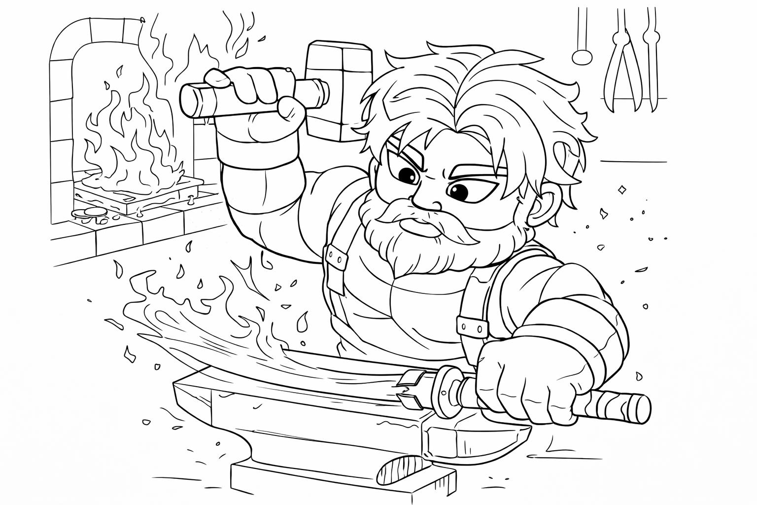 The Forge Roblox kleurplaat - zwart-wit lijntekening