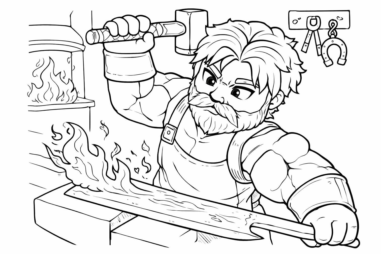 The Forge Roblox kleurplaat - zwart-wit lijntekening