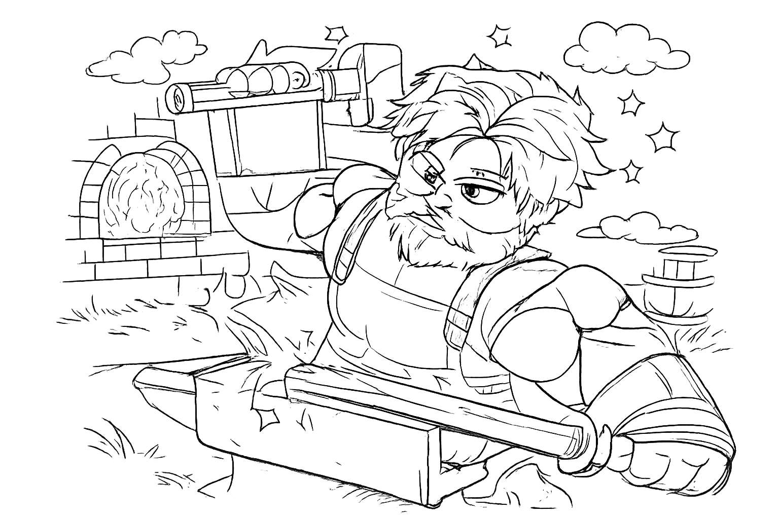 The Forge Roblox kleurplaat - zwart-wit lijntekening