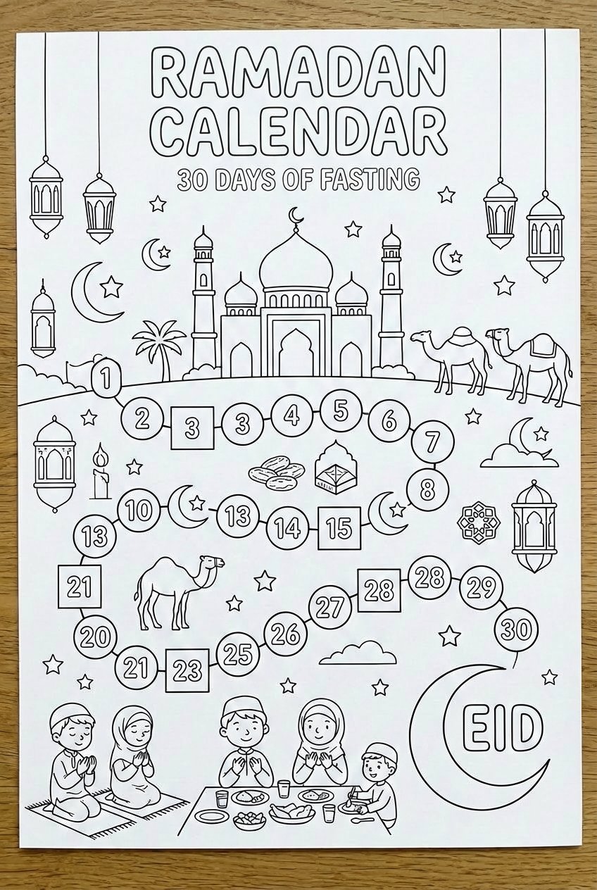 Ramadan Kalander coloring page line art