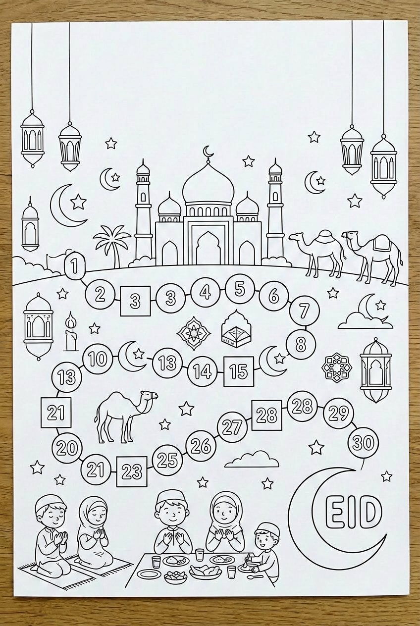 Ramadan Kalander coloring page line art