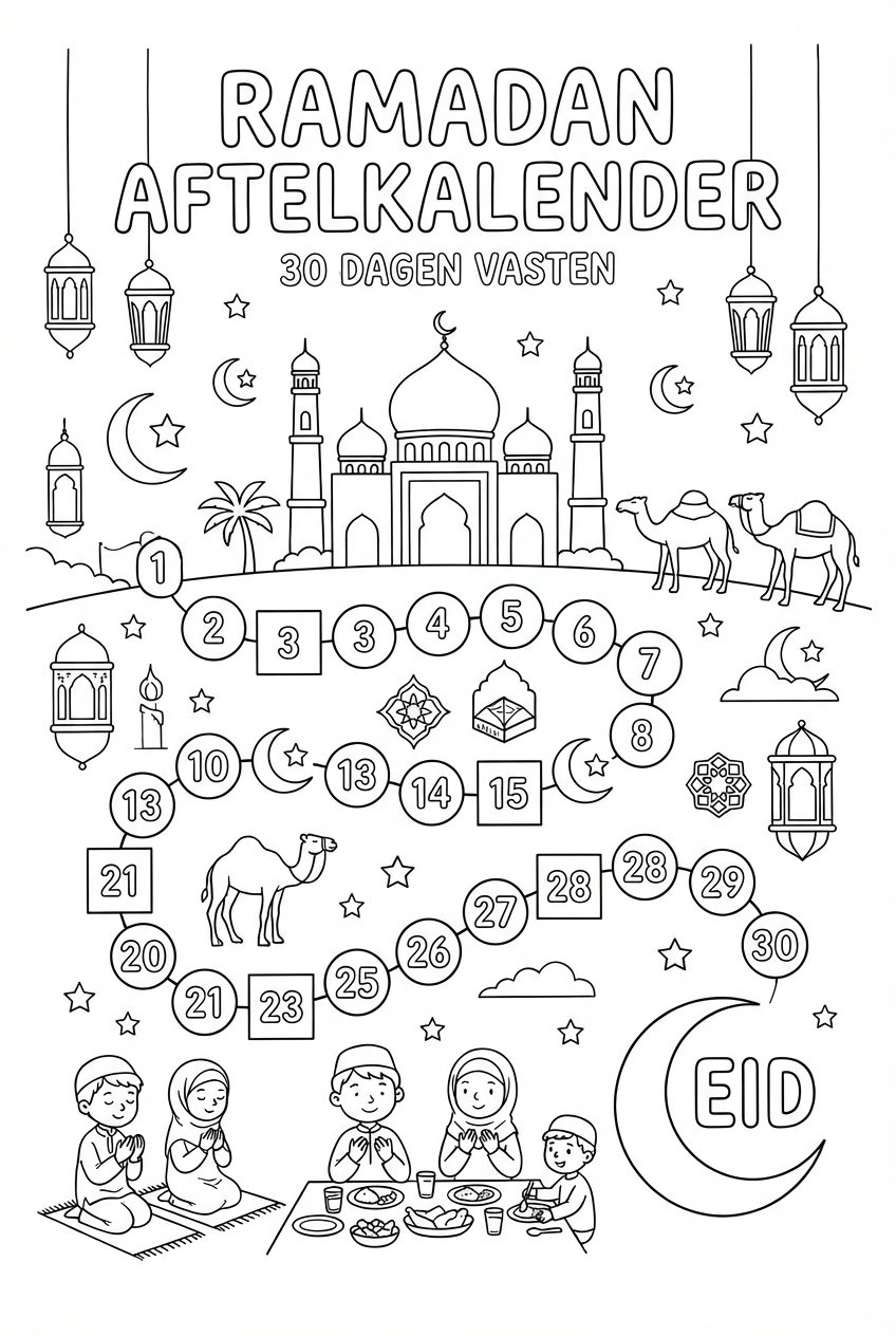 Ramadan Kalander coloring page line art