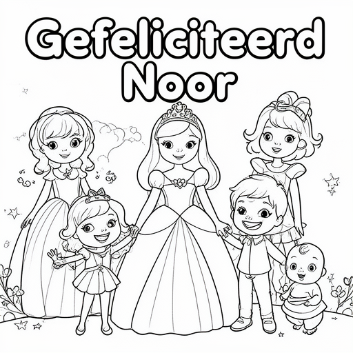 1 Prinses met 2 meisjes en een 1 jongetje en 1 baby