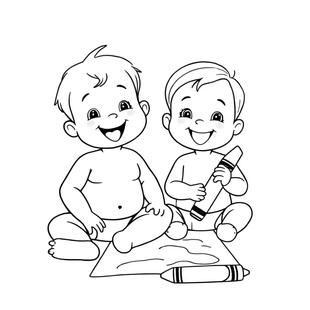 2 Babys Die Kleuren coloring page for children