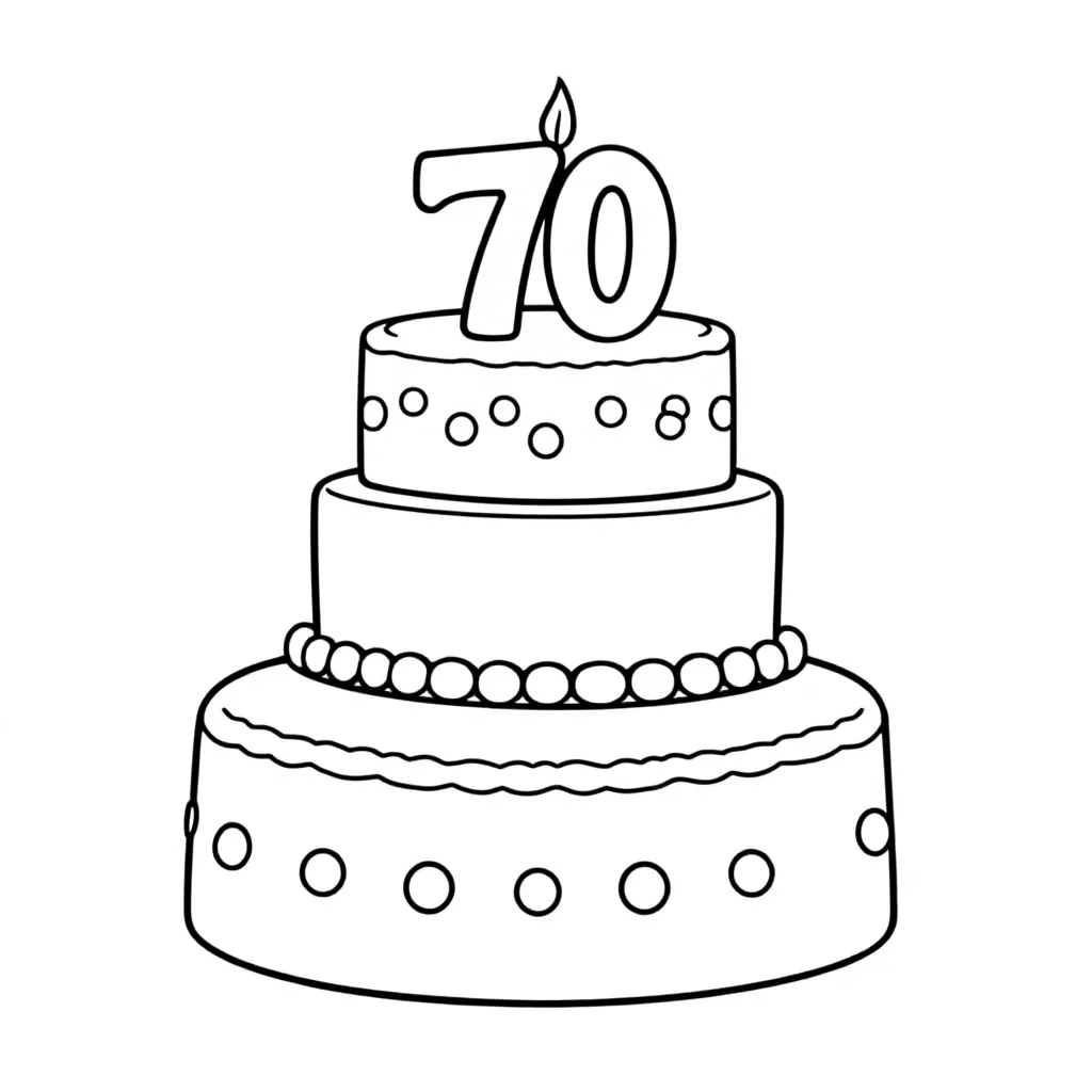 70 jaar verjaardag kleurplaat voor kinderen