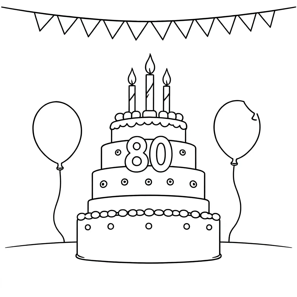 80 happy birthday kleurplaat voor kinderen