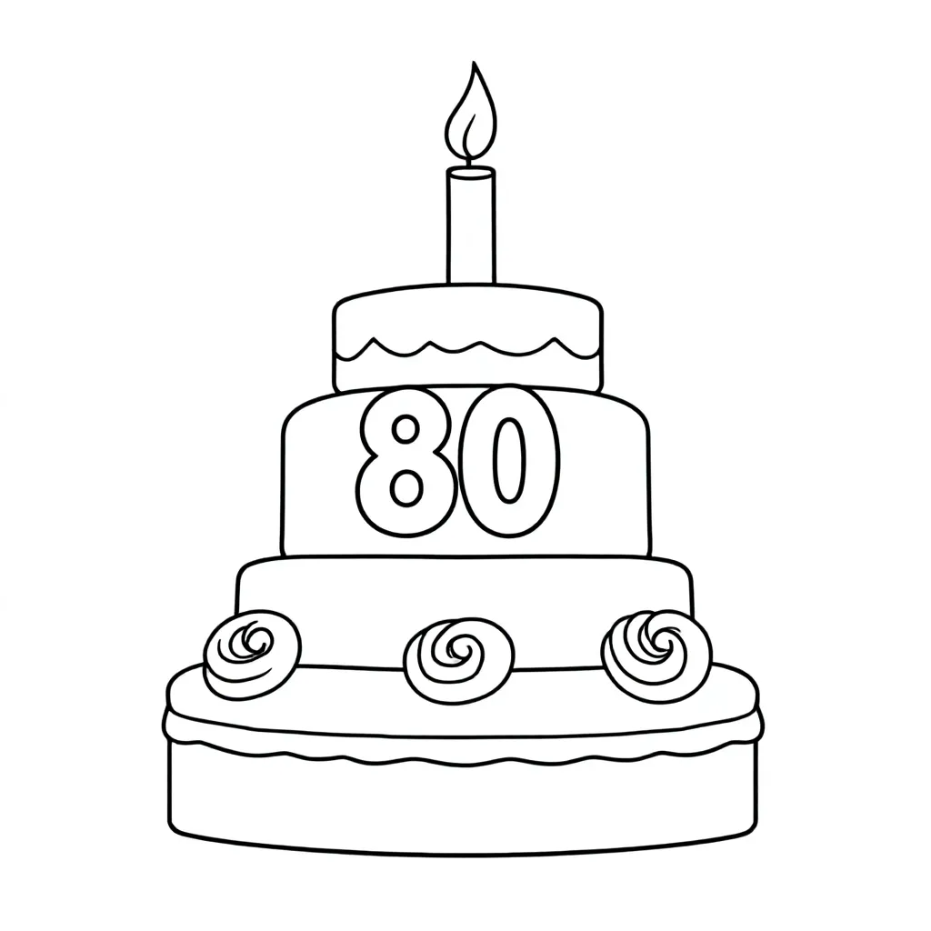 80 jaar verjaardag coloring page for children