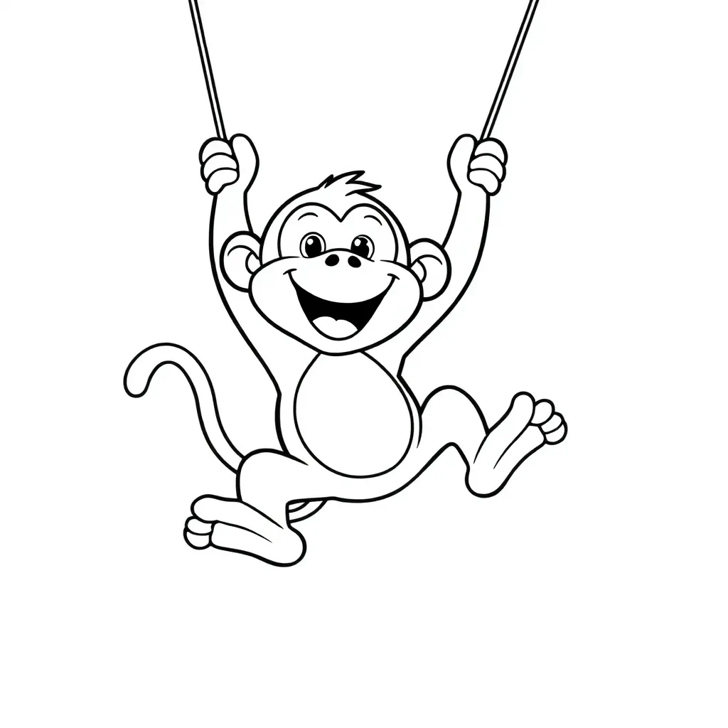 Aap Cartoon Dieren Schattig Vrolijk coloring page for children