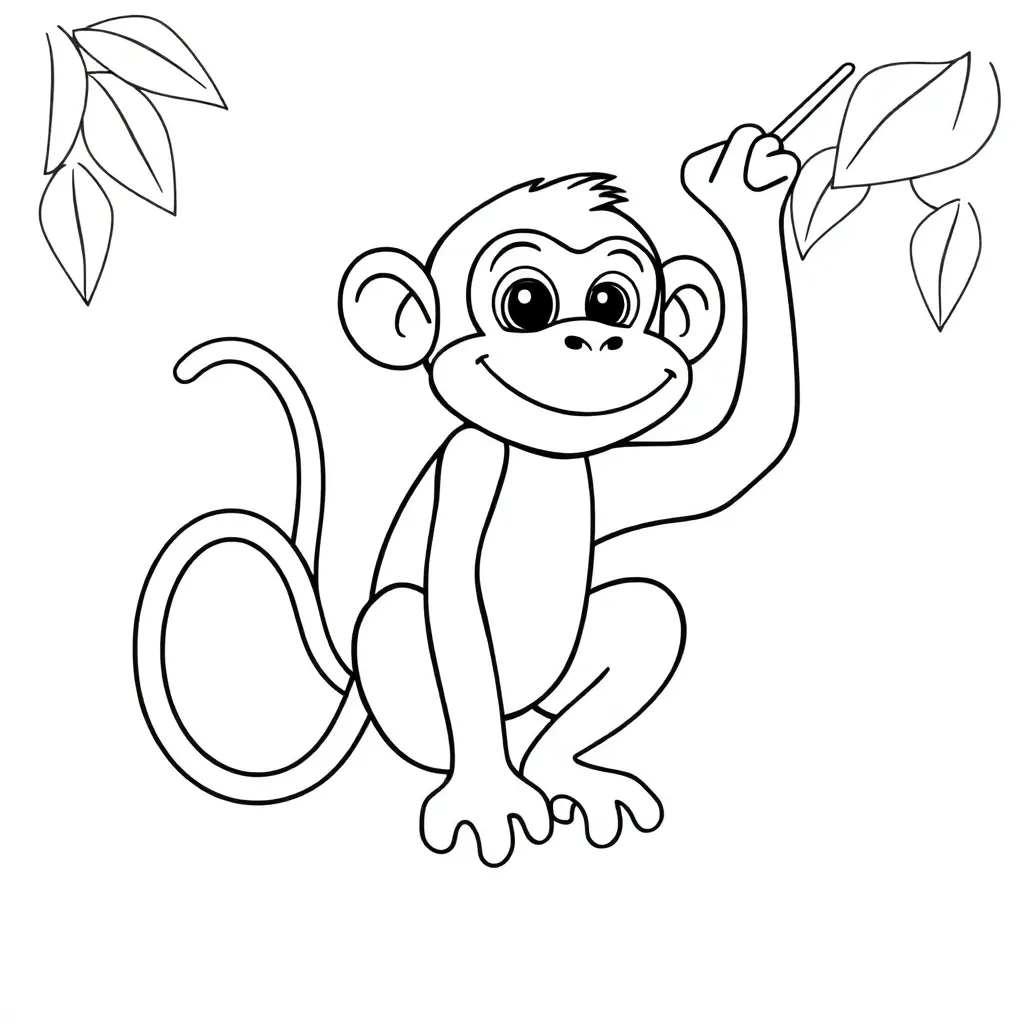 Aap Dier Cartoon Natuur Schattig coloring page for children