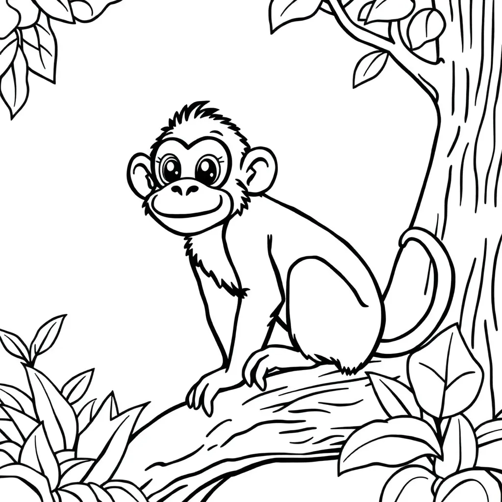 Aap Jungle Wilde Dieren Natuur coloring page for children