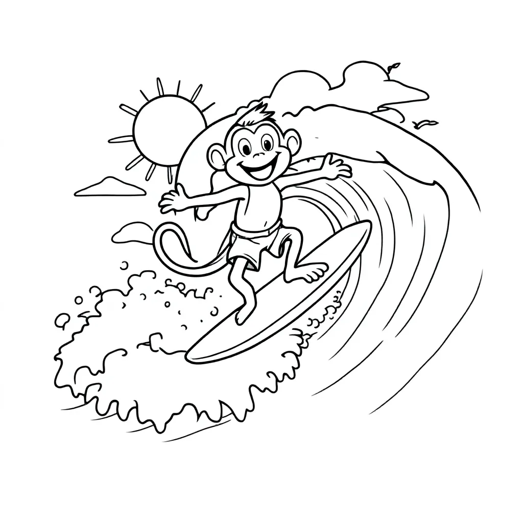 Aap Op Een Golf coloring page for children