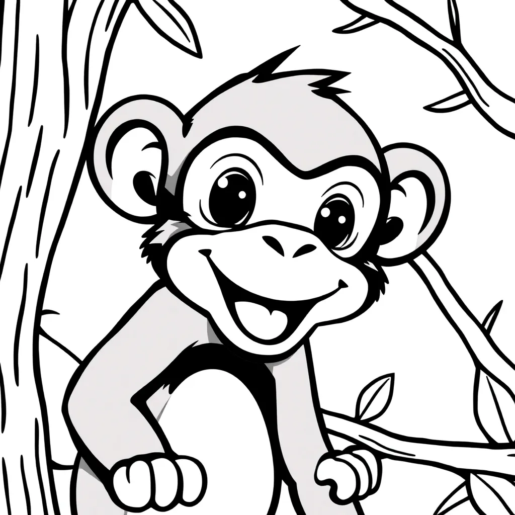 Aap Wilde Dieren Natuur Cartoon coloring page for children