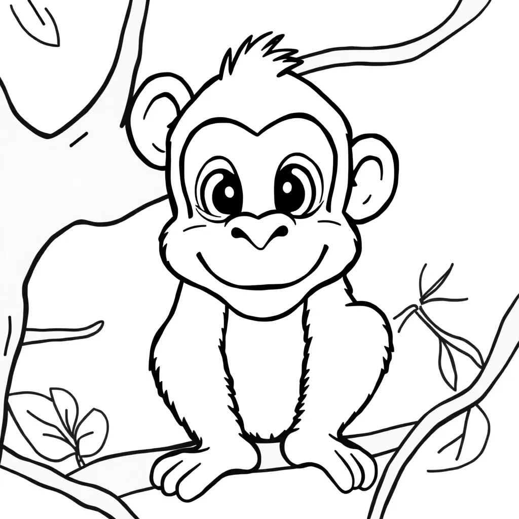 Aap Wilde Dieren Natuur Cartoon coloring page for children