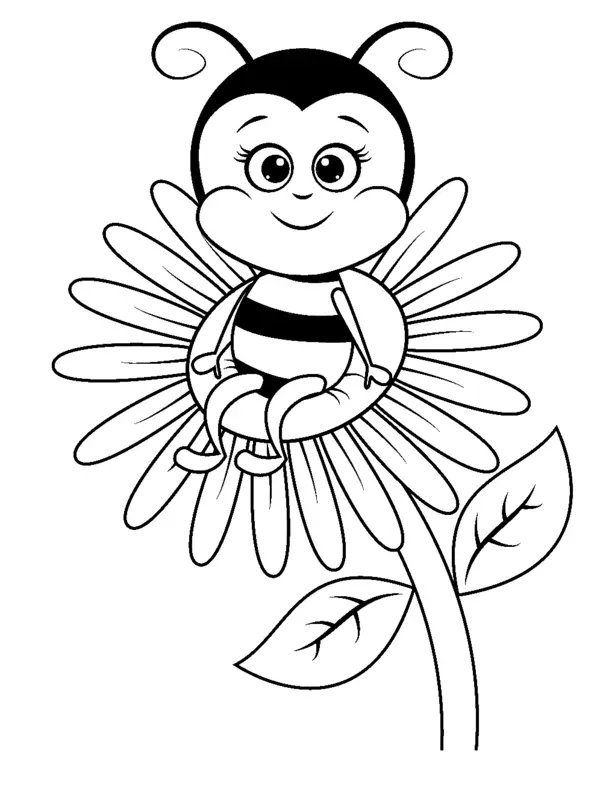 Abeille Sur Fleur coloring page for children