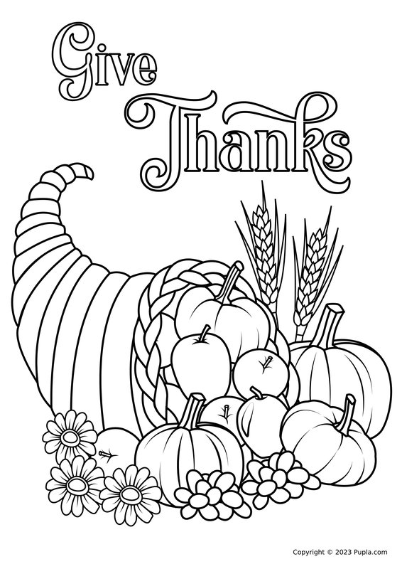 Accion De Gracias Dar Las Gracias coloring page for children