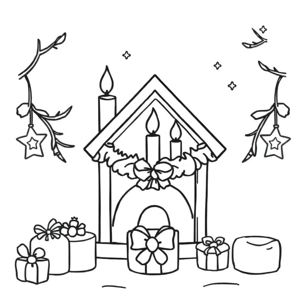 Advent Kerst Kaarsen Winterseizoen Decoratie coloring page for children