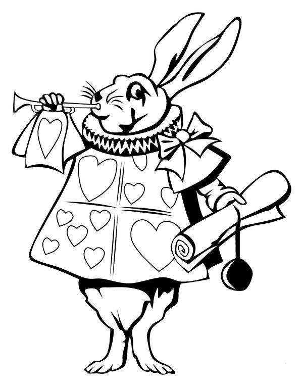 Alice Wonderland Wit Konijn coloring page for children