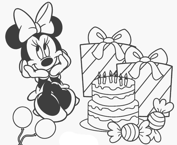 Alles Gute Zum Geburtstag Minnie Mouse coloring page for children