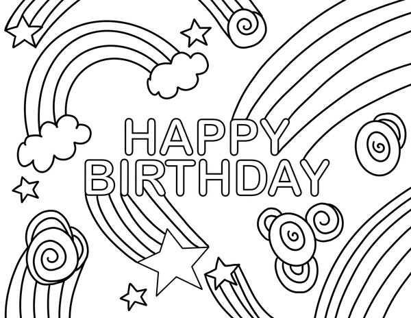 Alles Gute Zum Geburtstag Regenbogen coloring page for children