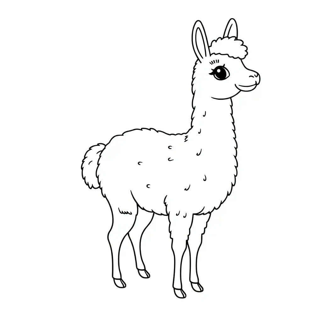 Alpaca Boerderij Wol Zoogdier Natuur coloring page for children