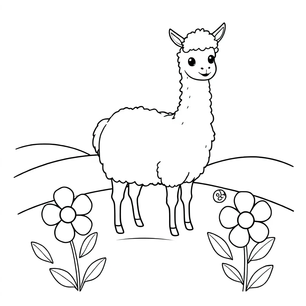 Alpaca coloring page for children