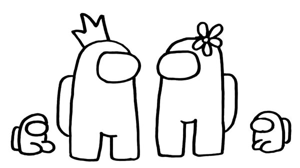 Among Us Family coloring page for children