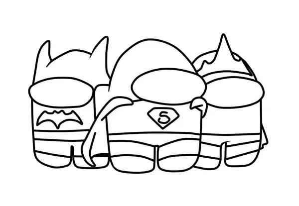 Among Us Los Superheroes coloring page for children