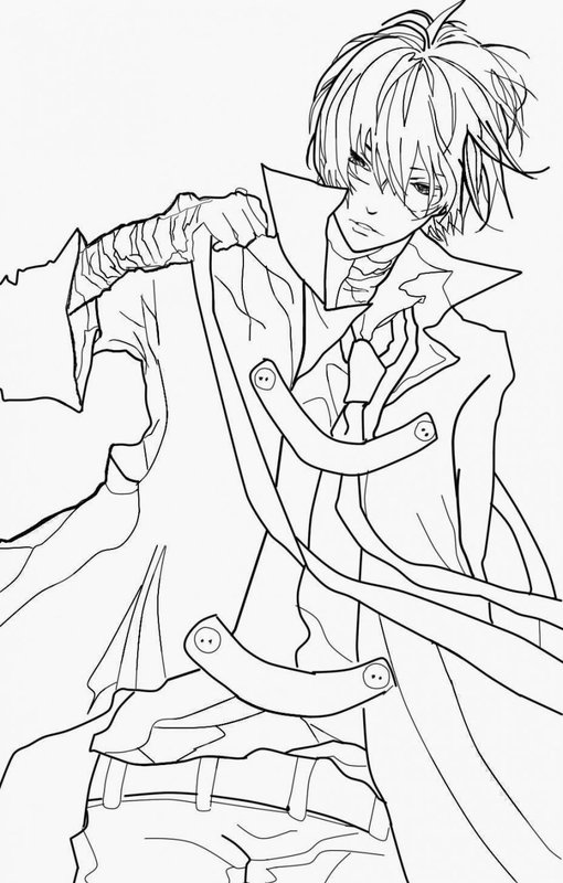 Anime Boy Long Coat coloring page for children