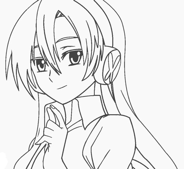 Anime Girl Headphone coloring page for children