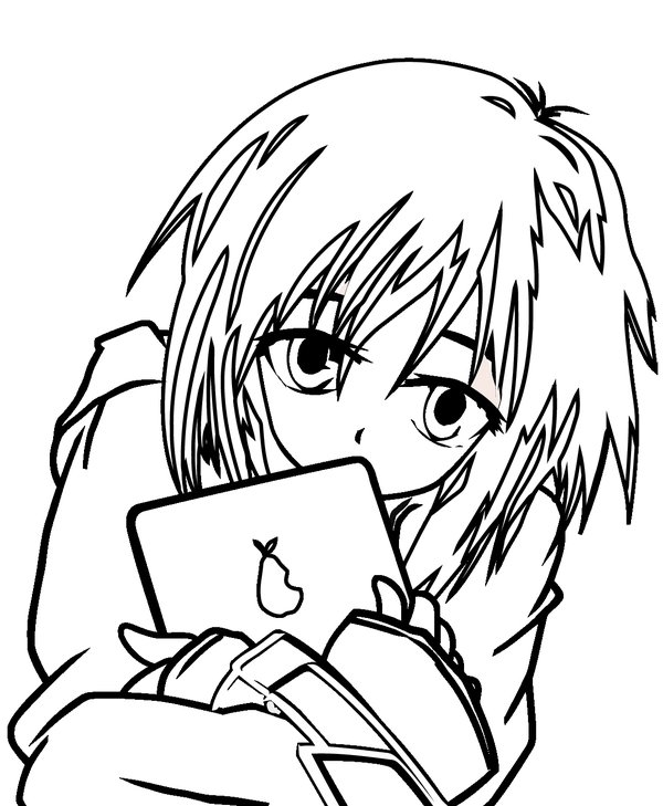 Anime Girl Tablet coloring page for children