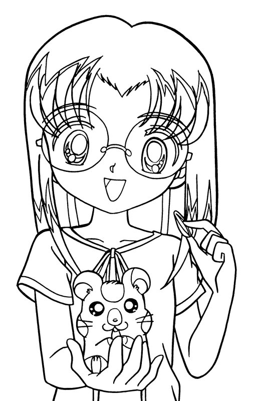 Anime Hamtaro coloring page for children