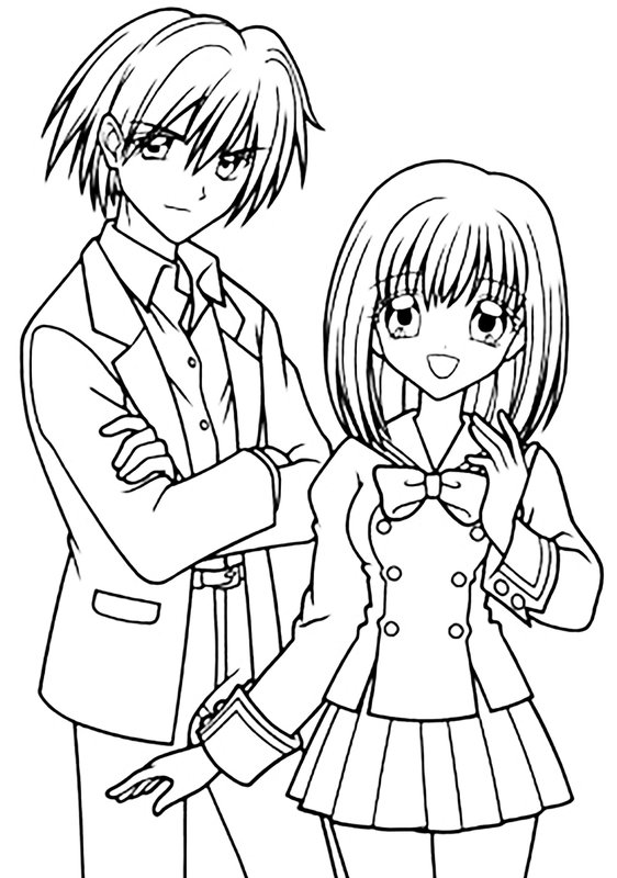 Anime Jongen Meisje School Uniform coloring page for children