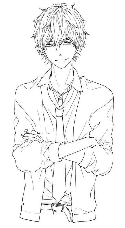 Anime Junge im Blazer coloring page for children