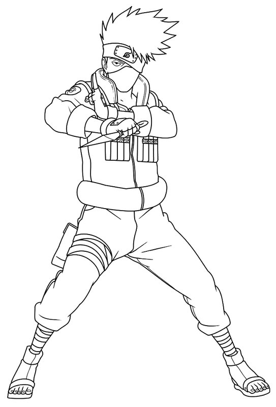 Anime Naruto Debout Avec Couteau coloring page for children
