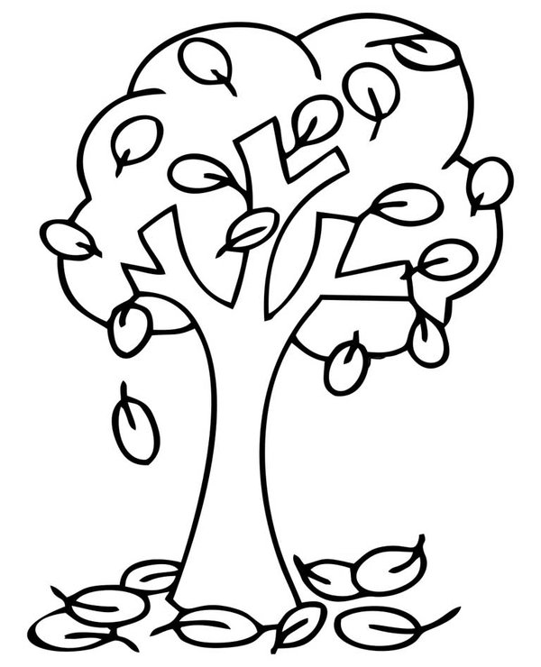 Arbre D Automne Perdant Ses Feuilles coloring page for children
